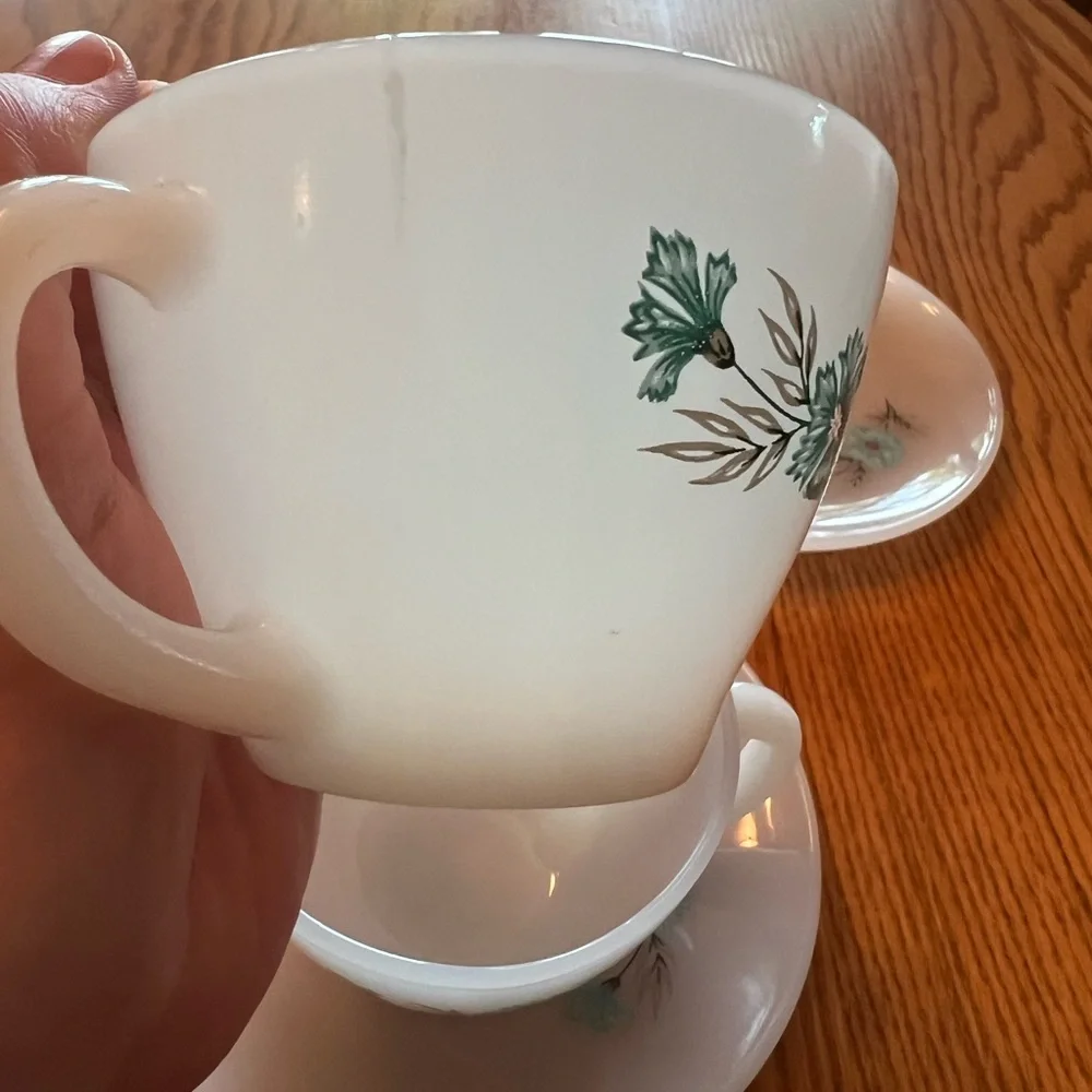 Vintage Fire King Milk Glass Tea Cup and Saucer Set